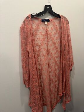 Blue Rain Coral Lace Kimono Cardigan